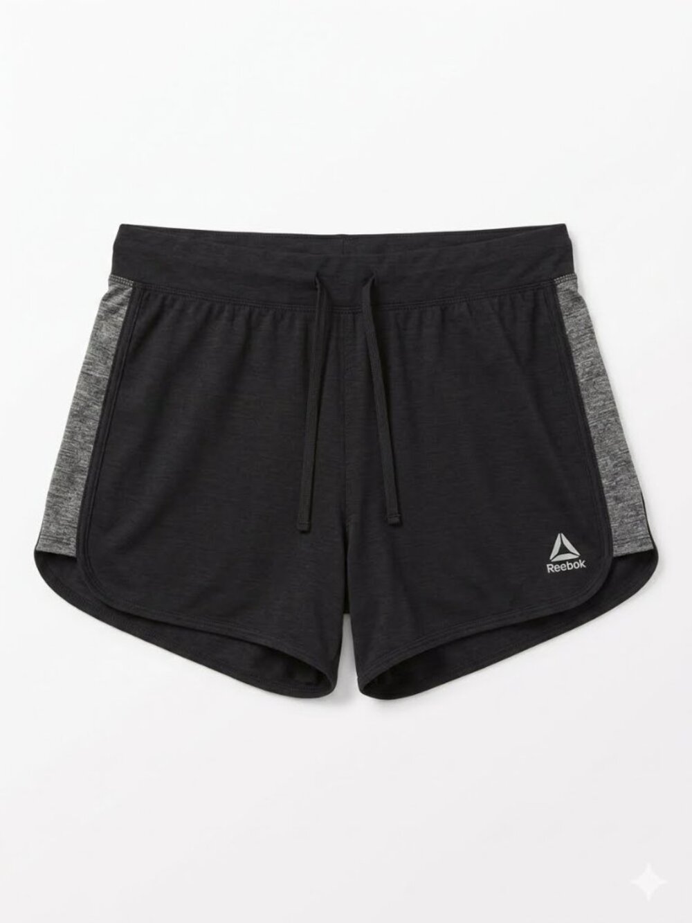 Reebok  Black Gray Drawstring Athleisure Athletic Activewear Shorts 3357